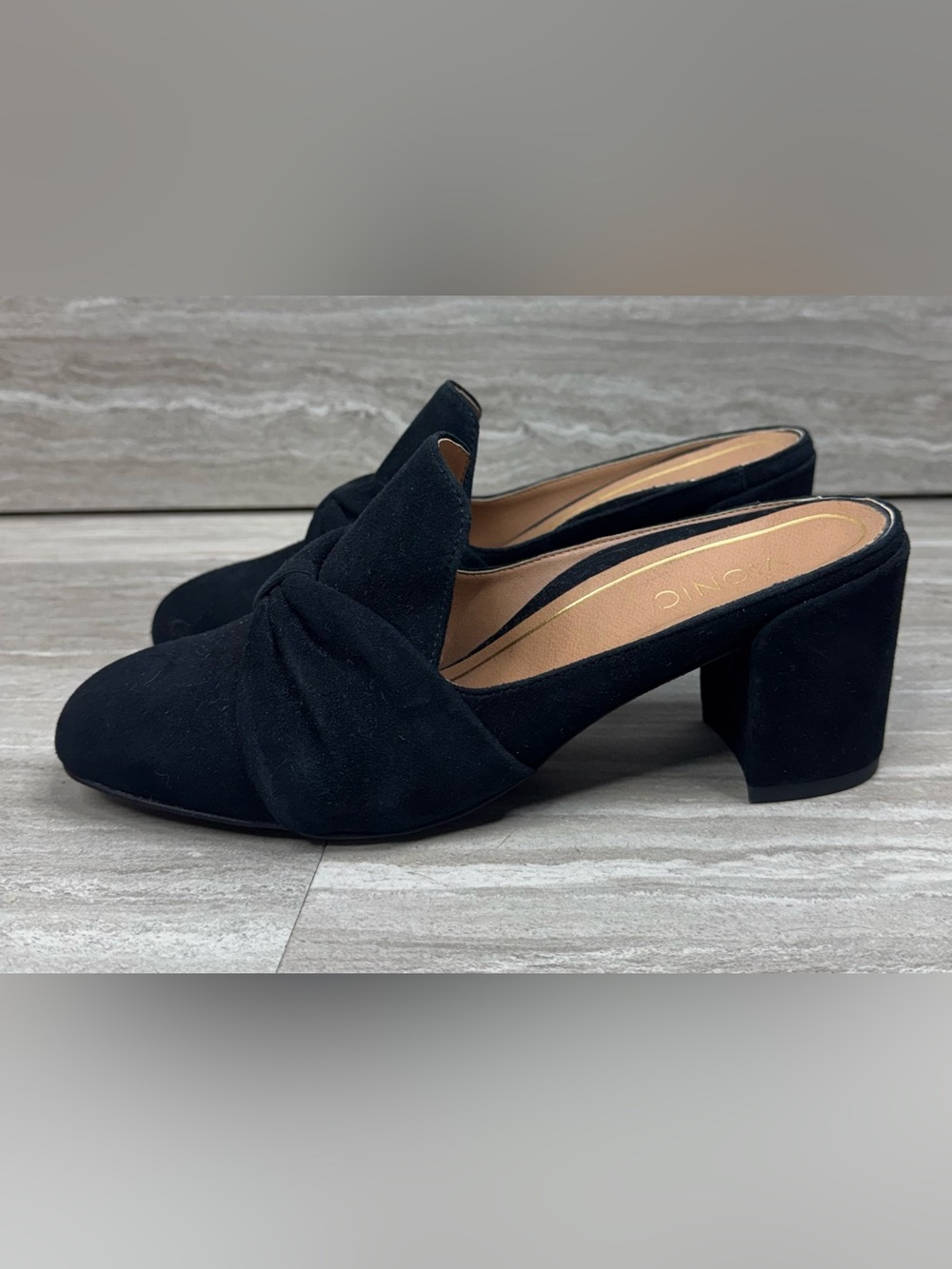 Vionic Presley Black Suede Knotted Mule Heels Womens Size 7 - Picture 4 of 12